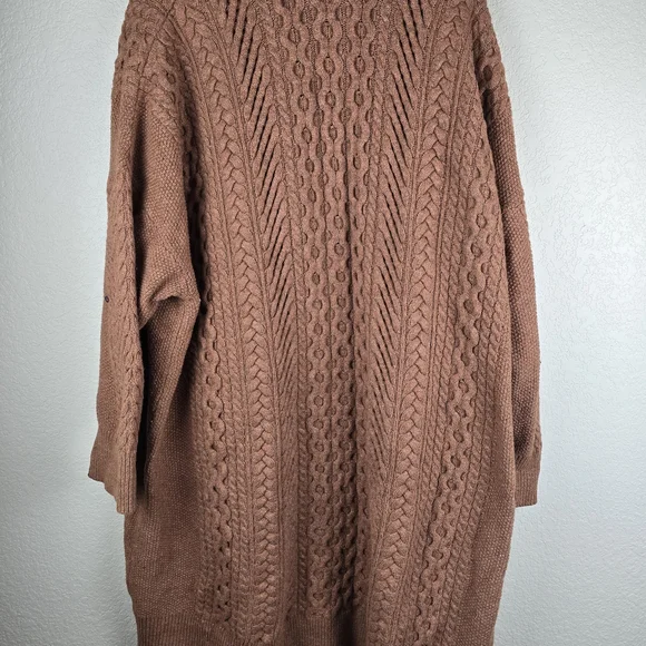 Nili Lotan Rich Brown Cable Knit Cardigan‎ - Picture 2 of 6